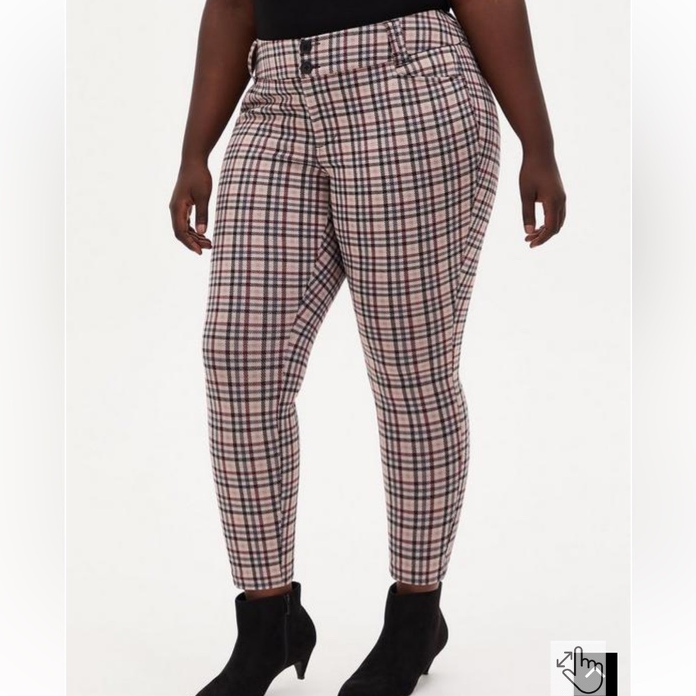 Torrid Plaid Ankle Pants - Black, White, Pink